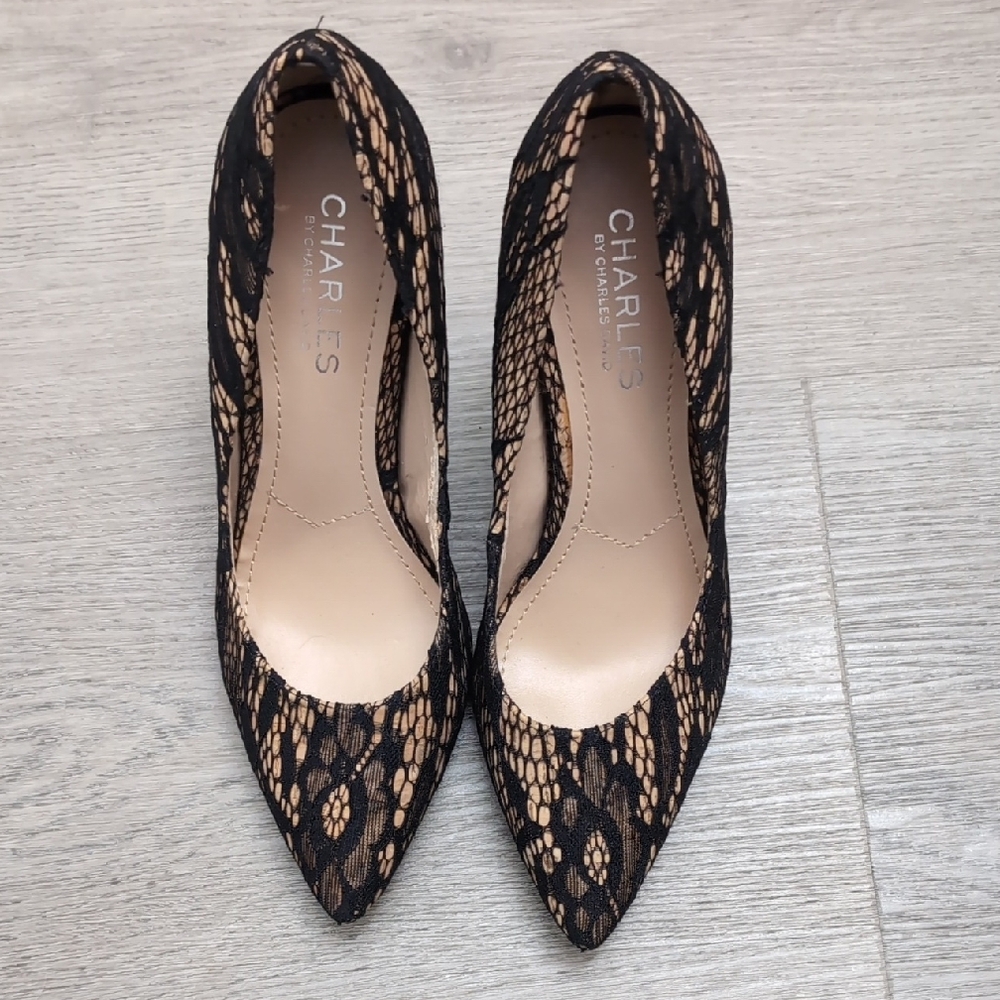 Charles By Charles David Black and Tan Heels